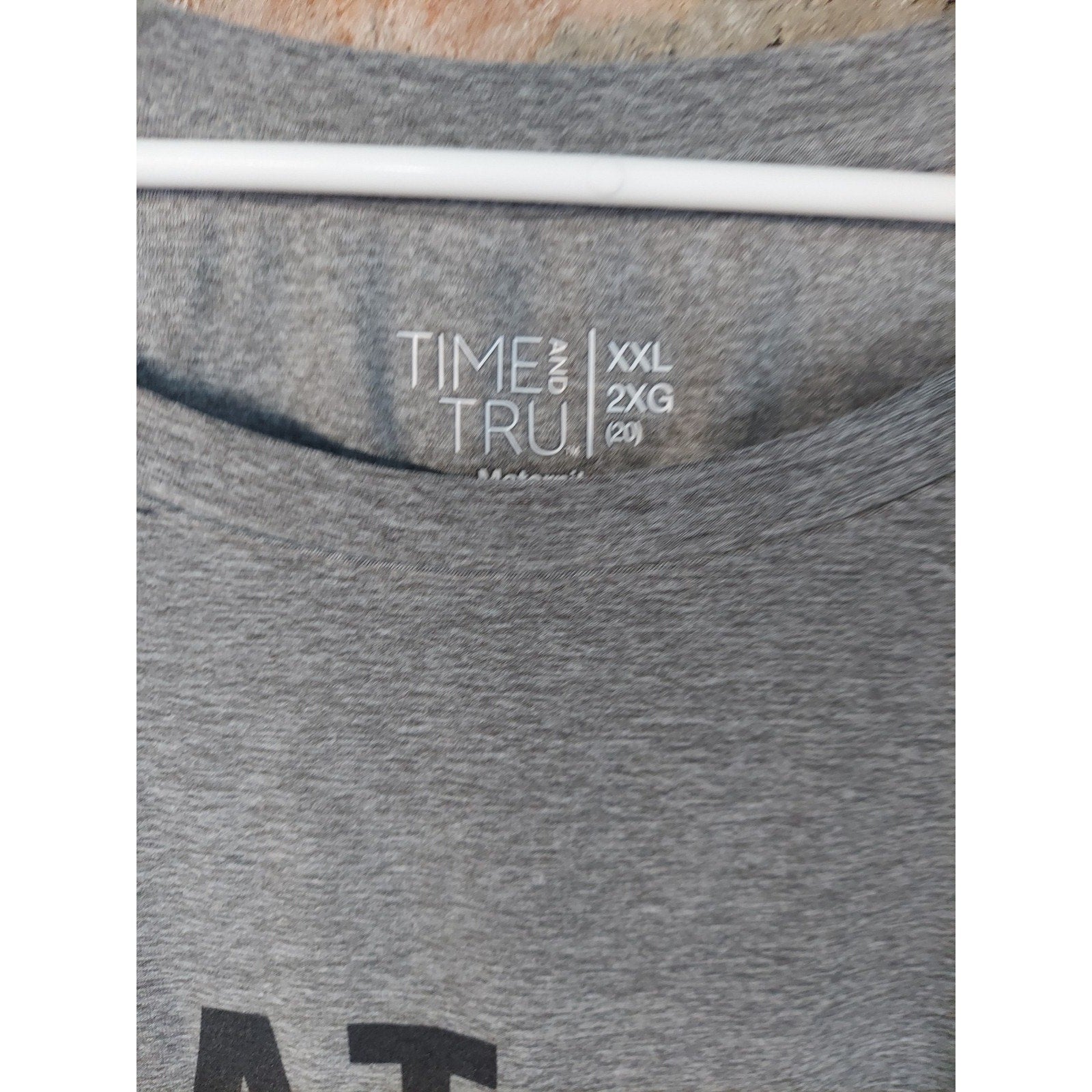 Time And Tru Womens Maternity T-Shirt XXL Gray Eat Sleep Grow Repeat Ruched