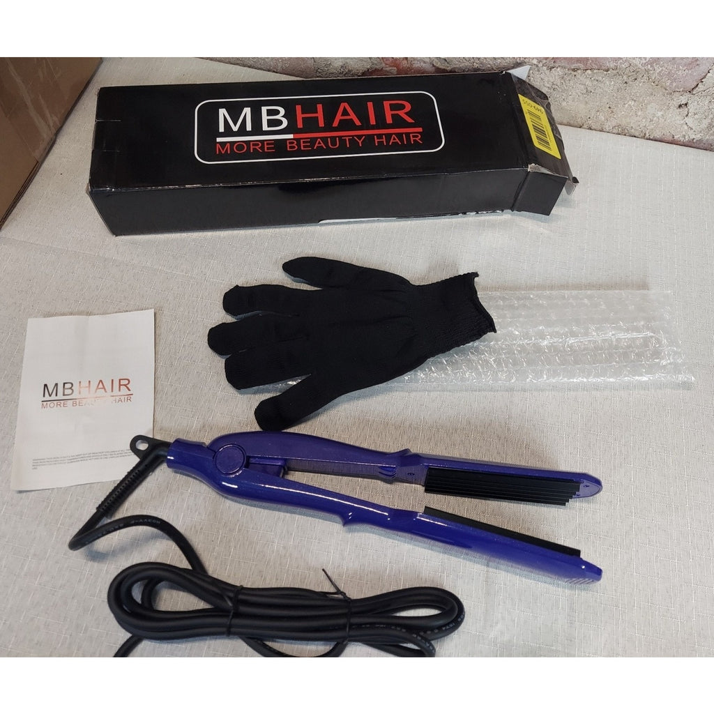 MB HAIR Hair Crimper Iron Wavy Texture Styling Tool Purple Heat Protectant Glove