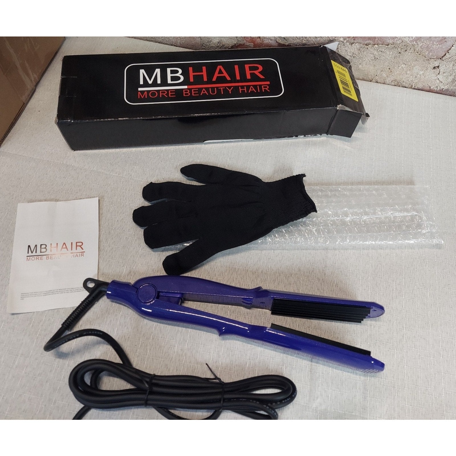 MB HAIR Hair Crimper Iron Wavy Texture Styling Tool Purple Heat Protectant Glove