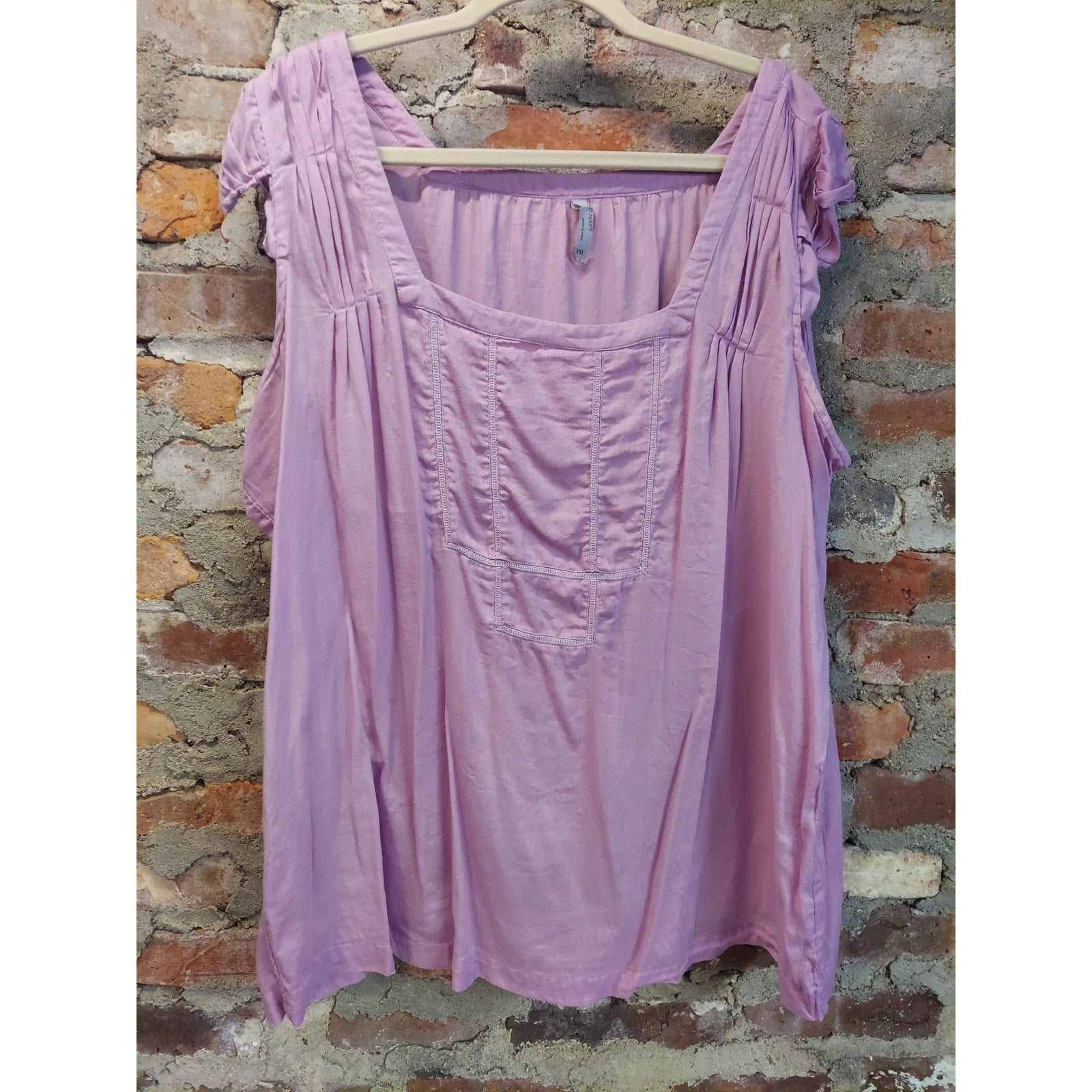Old Navy Womens Sleeveless Top XXL Lavender Square Neck Pleated Pintuck Cotton