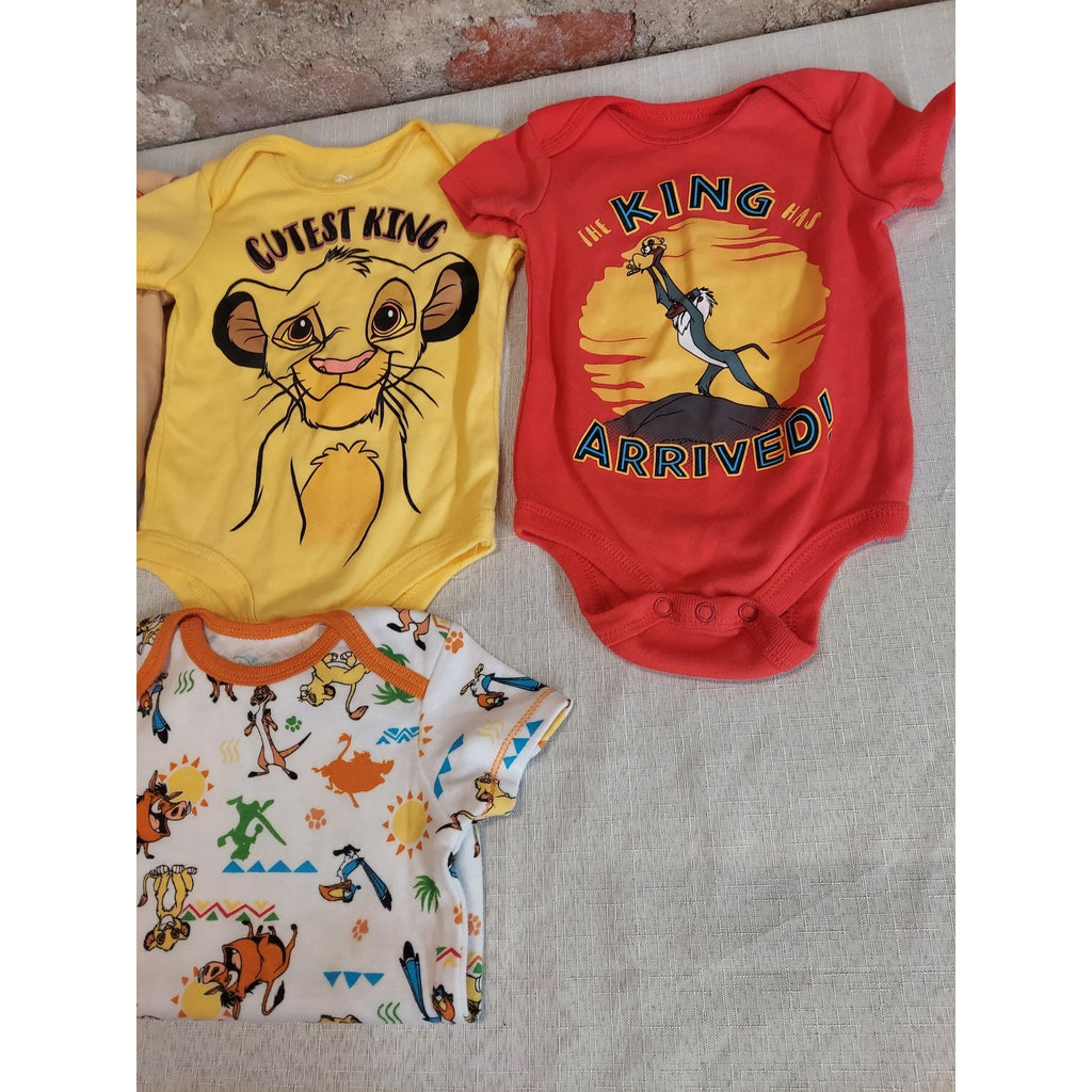 Disney Baby Lion King Bodysuits Simba Timon Pumbaa 4 Pc Set Lot 3-6M Multicolor