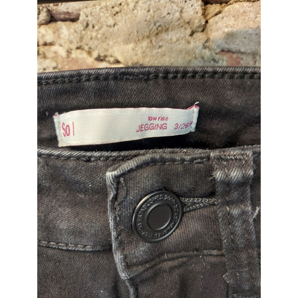 So! Womens Jegging 3/26 Black Low Rise Skinny Stretch Denim Jeans