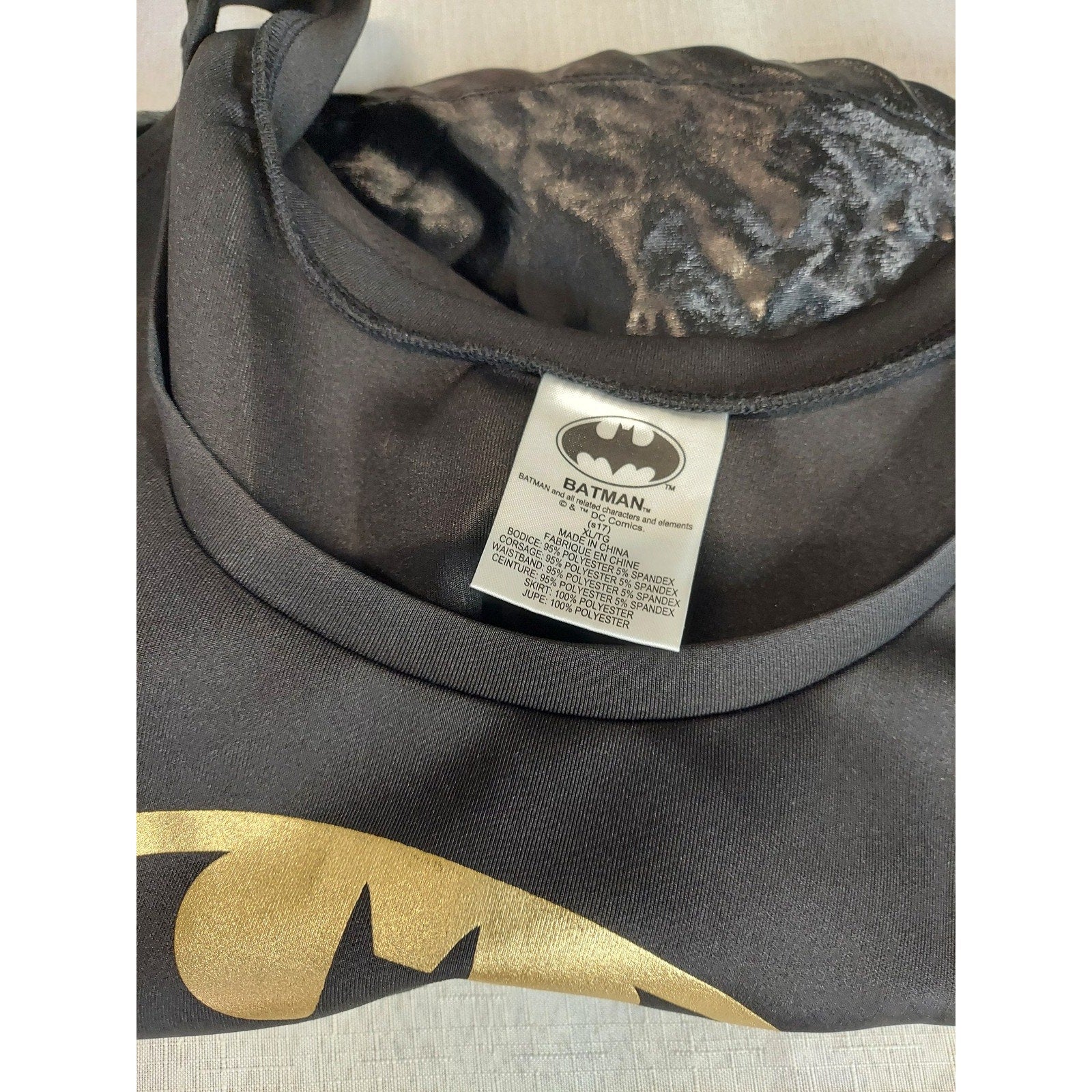 Batman Womens Costume Dress Womens SZ XL Black Gold Superhero Halloween Cosplay