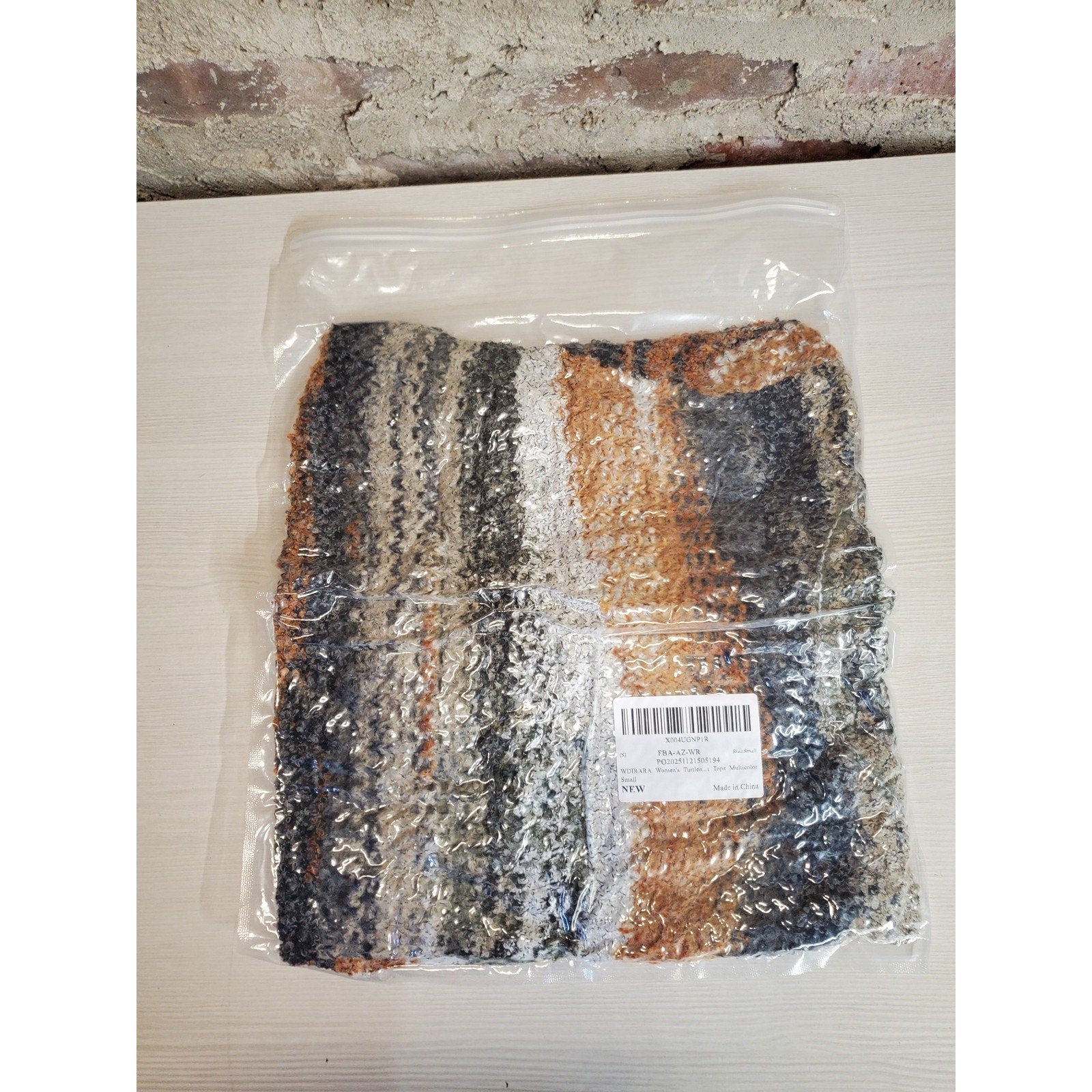 WDIRARA Womens Turtleneck Sweater Small Multicolor Striped Knit Long Sleeve New