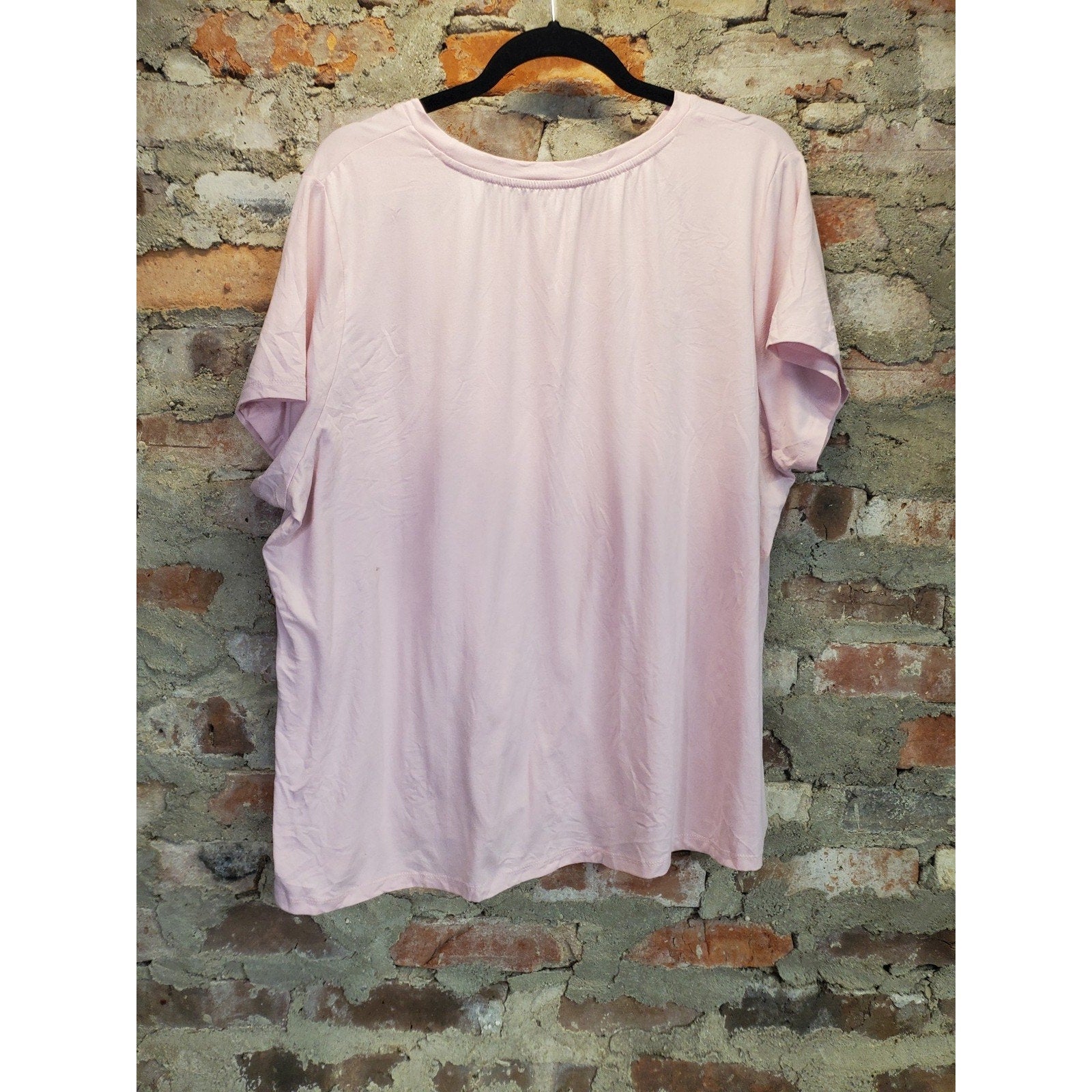 Juicy Couture Womens T Shirt 2X Pink Rhinestone Studded Sleepwear Crew Neck