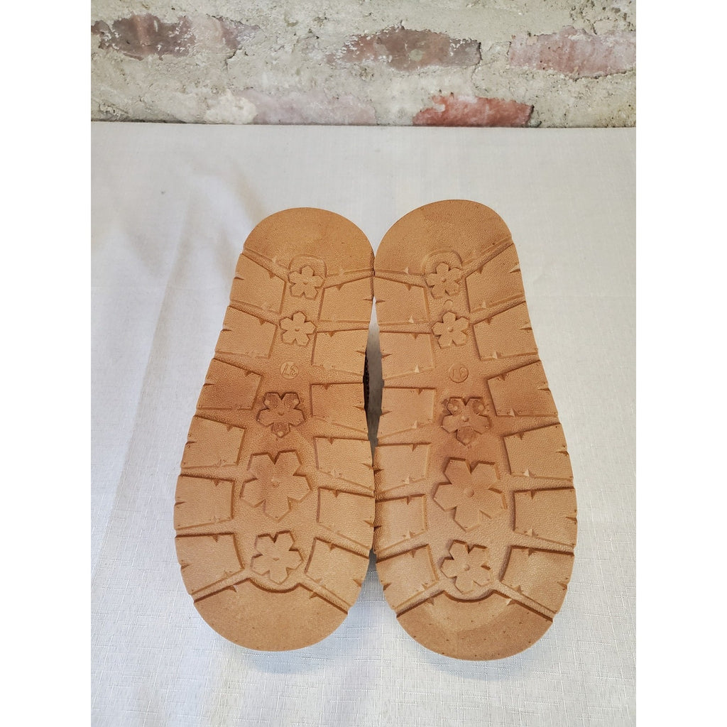 Mule Slippers EU 37 US Womens 6.5 7 Tan Brown Faux Fur Lined Cozy Slip On
