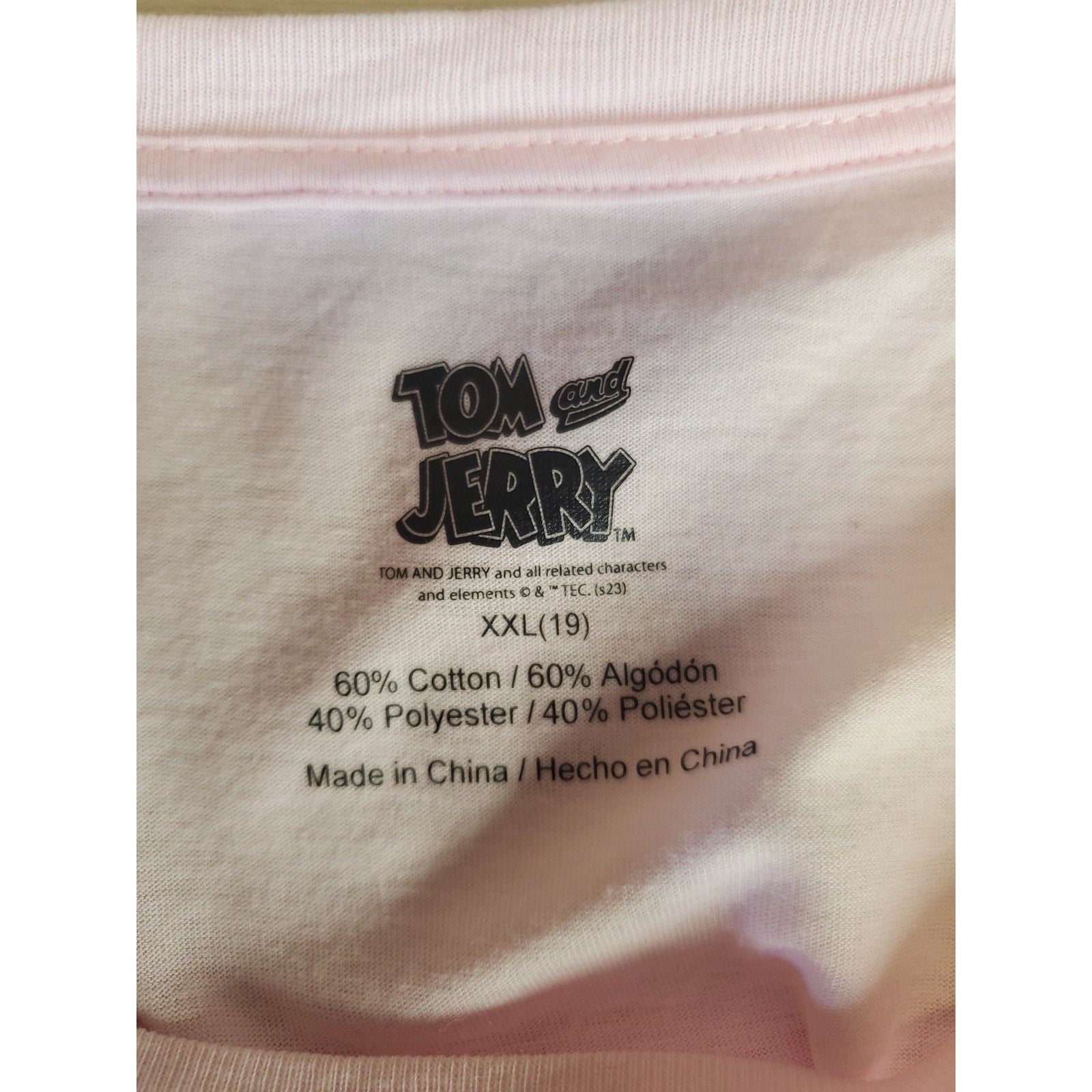 Tom And Jerry Womens T Shirt XXL Pink Graphic Cartoon Characters Licensed