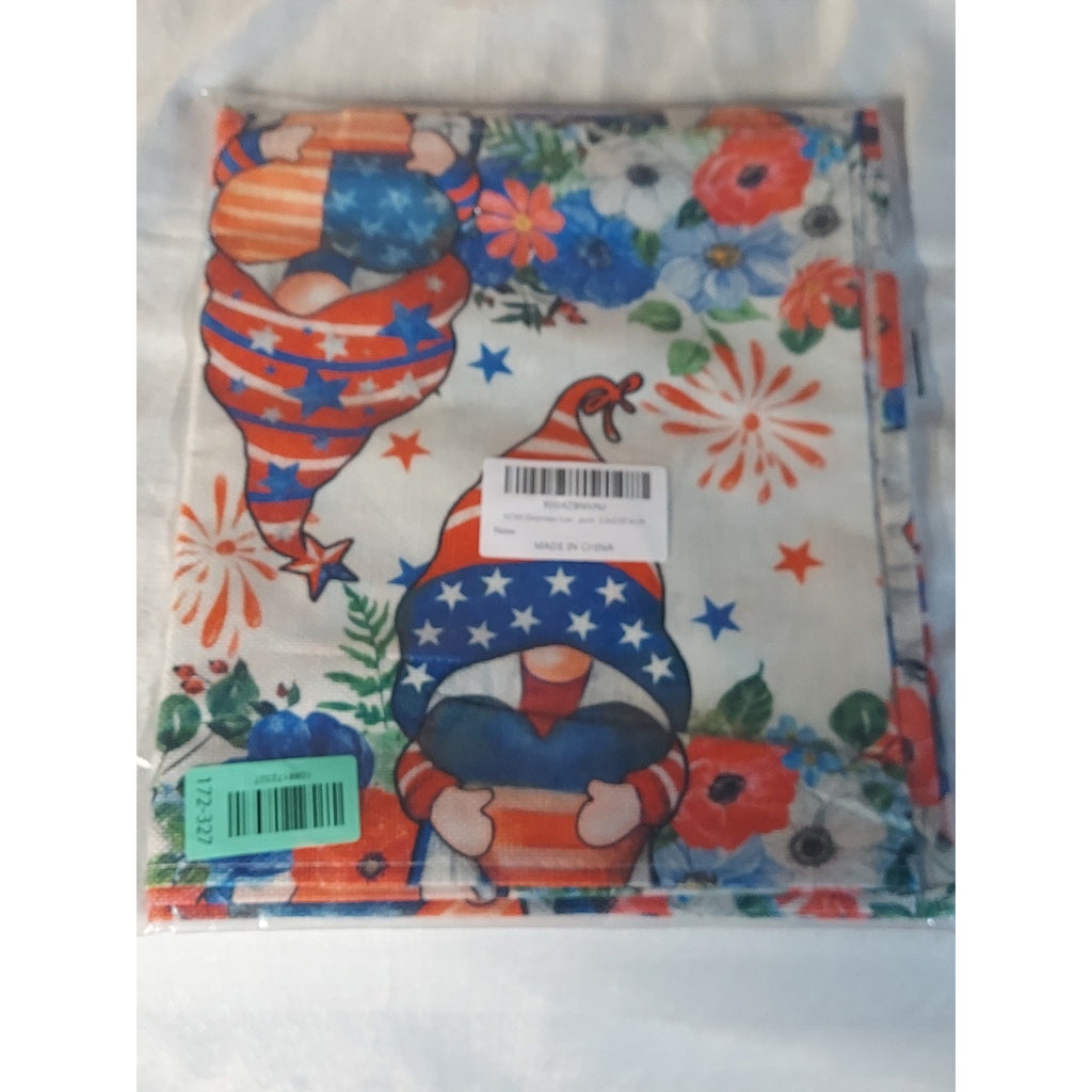 Patriotic Gnomes Table Runner Red White Blue Stars America 13x120"