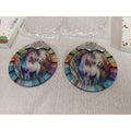 Unicorn Stained Glass Style Christmas Ornaments Set of 2 Fantasy Hanging Decor