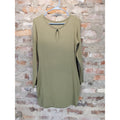 Womens Long Sleeve Dress L Olive Green Keyhole Neckline Polyester Spandex