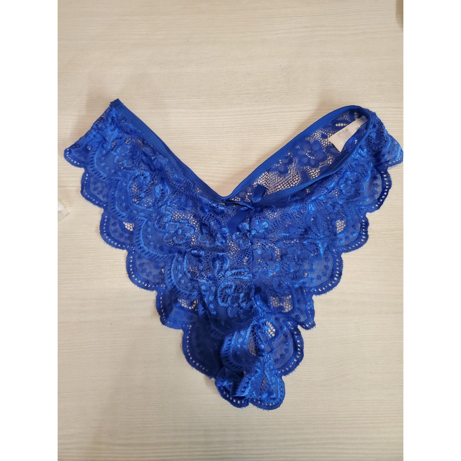 Donnalla Womens Babydoll Lingerie Set M Royal Blue Lace Sheer Nightwear Thong