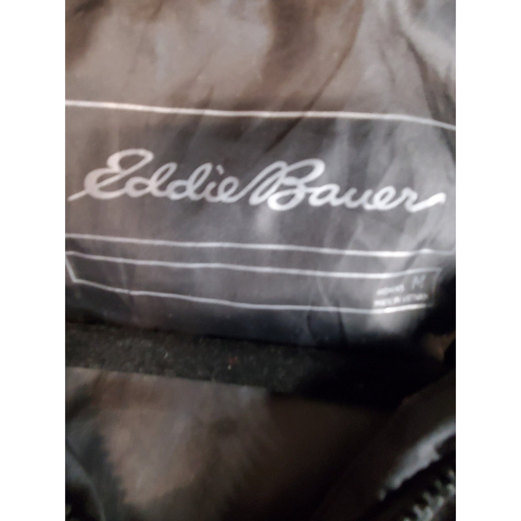 Eddie Bauer Womens Puffer Jacket M Black Faux Fur Hood Winter Coat Warm