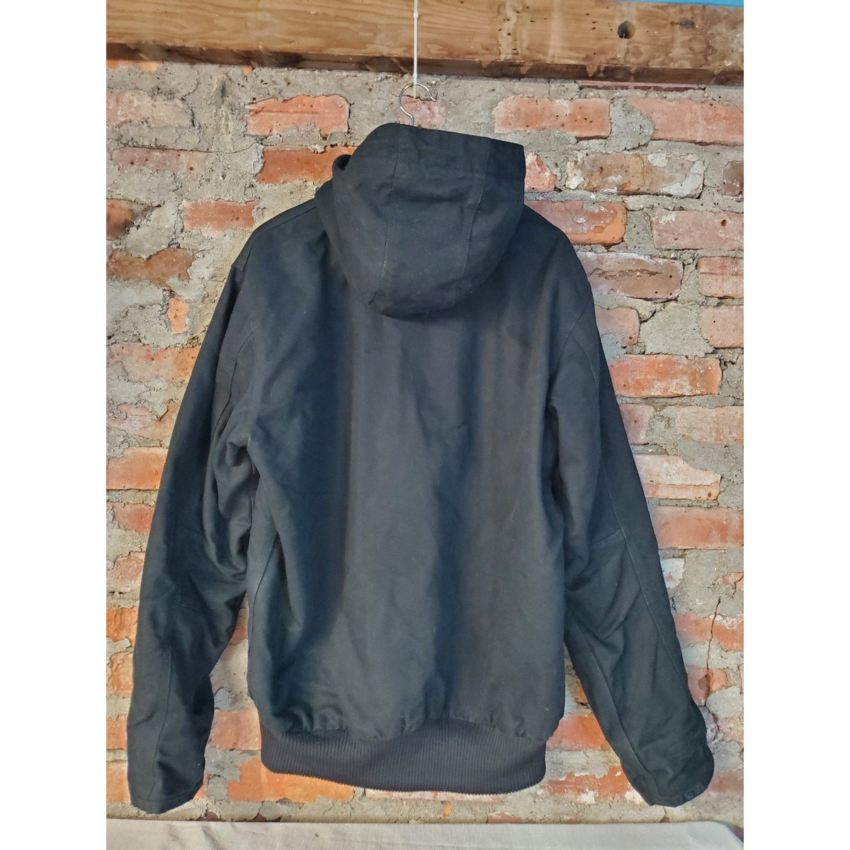 Carhartt Mens Hooded Jacket Coat M Black Loose Fit Full Zip Workwear