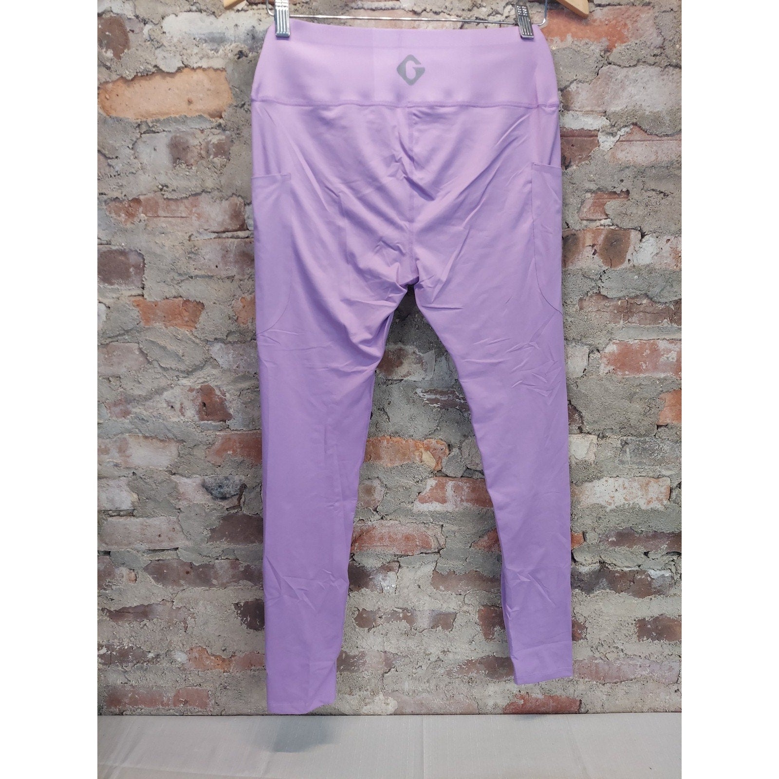 Womens High Waist Leggings L-XL Lavender Athletic Pockets Yoga Pants