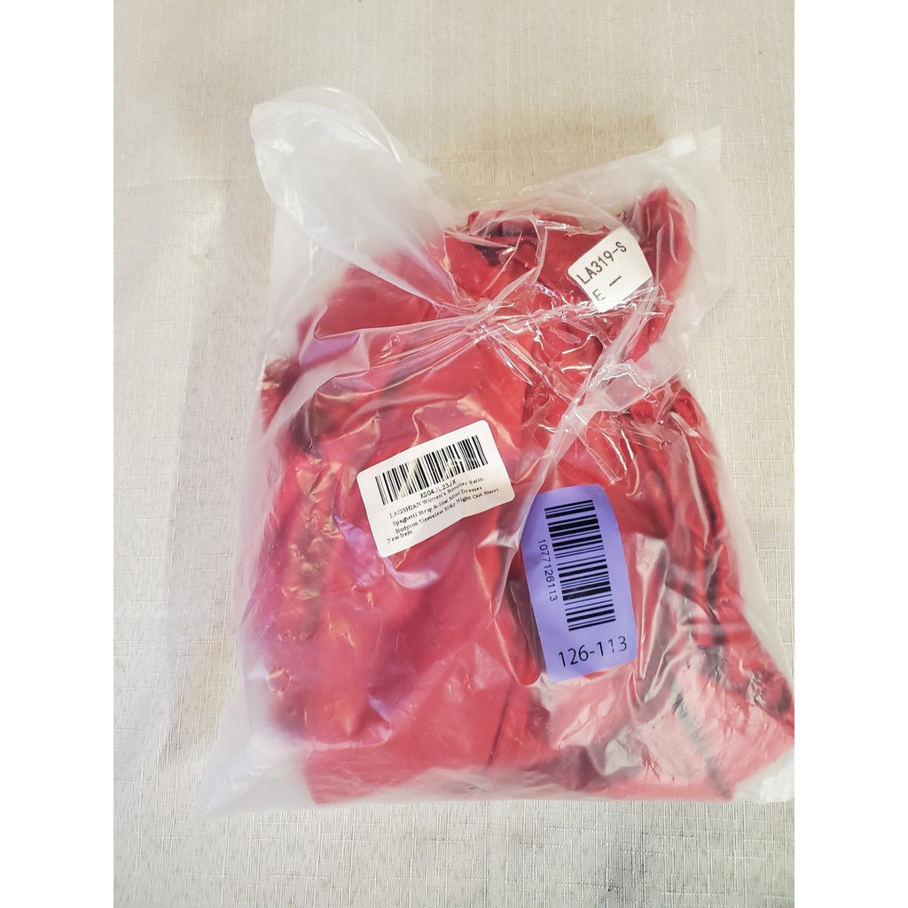 Womens Dress Small Red Satin Spaghetti Straps Ruched Sweetheart A Line Skater