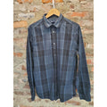 Gap Mens Long Sleeve Button Up Shirt L Large Black Blue Plaid Slim Fit