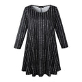 Veranee Womens Tunic Dress XXL Black White Long Sleeve Striped Swing A Line