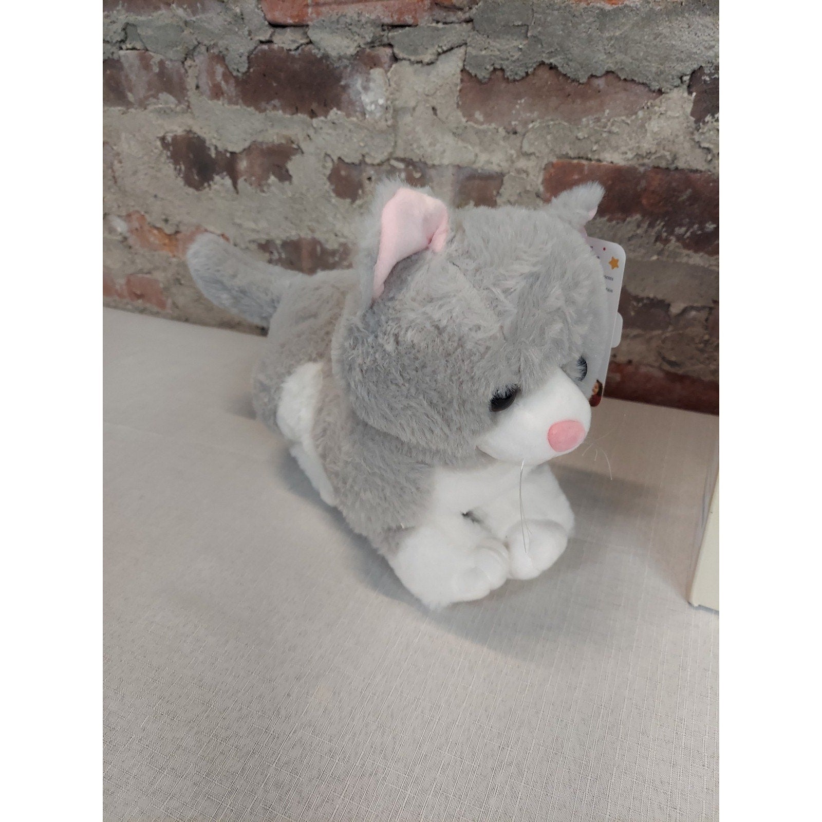 Höpearl Cat Plush Toy Electronic Stuffed Animal Gray White Kids Ages 3+