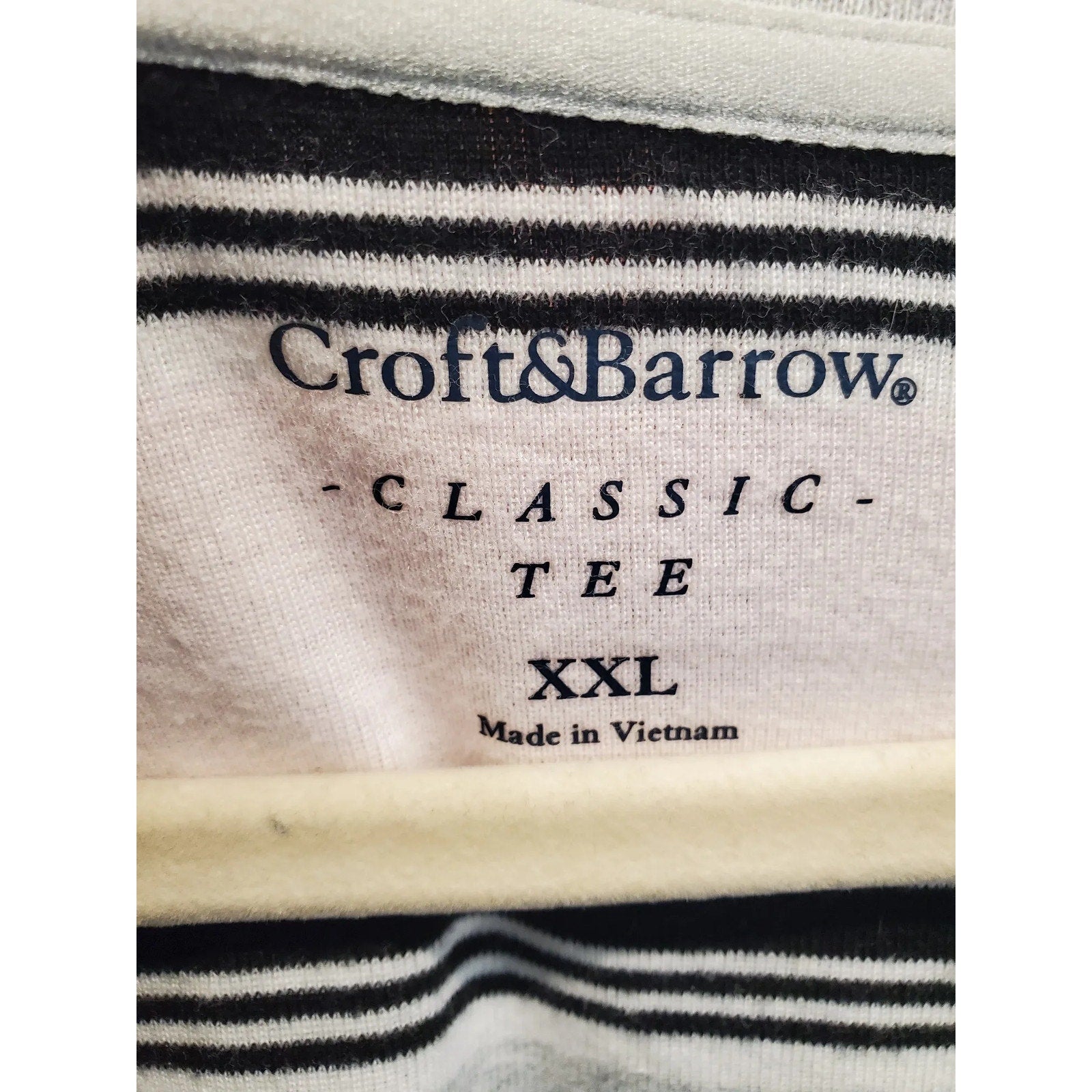 Croft & Barrow Womens Classic T-Shirt Size XXL Pink Gray Striped V-Neck Top