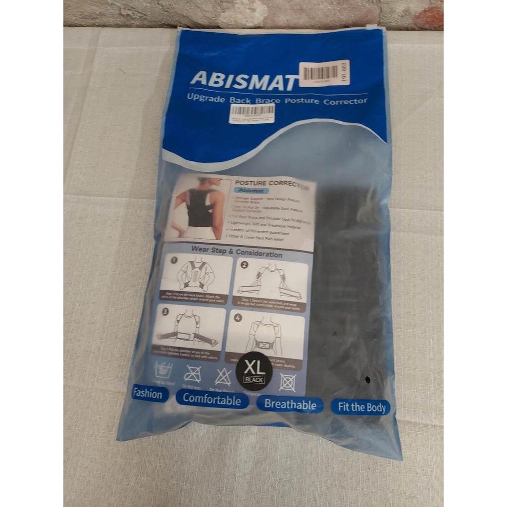 Abismat Back Brace Posture Corrector Adjustable Mens Womens Support XL Black