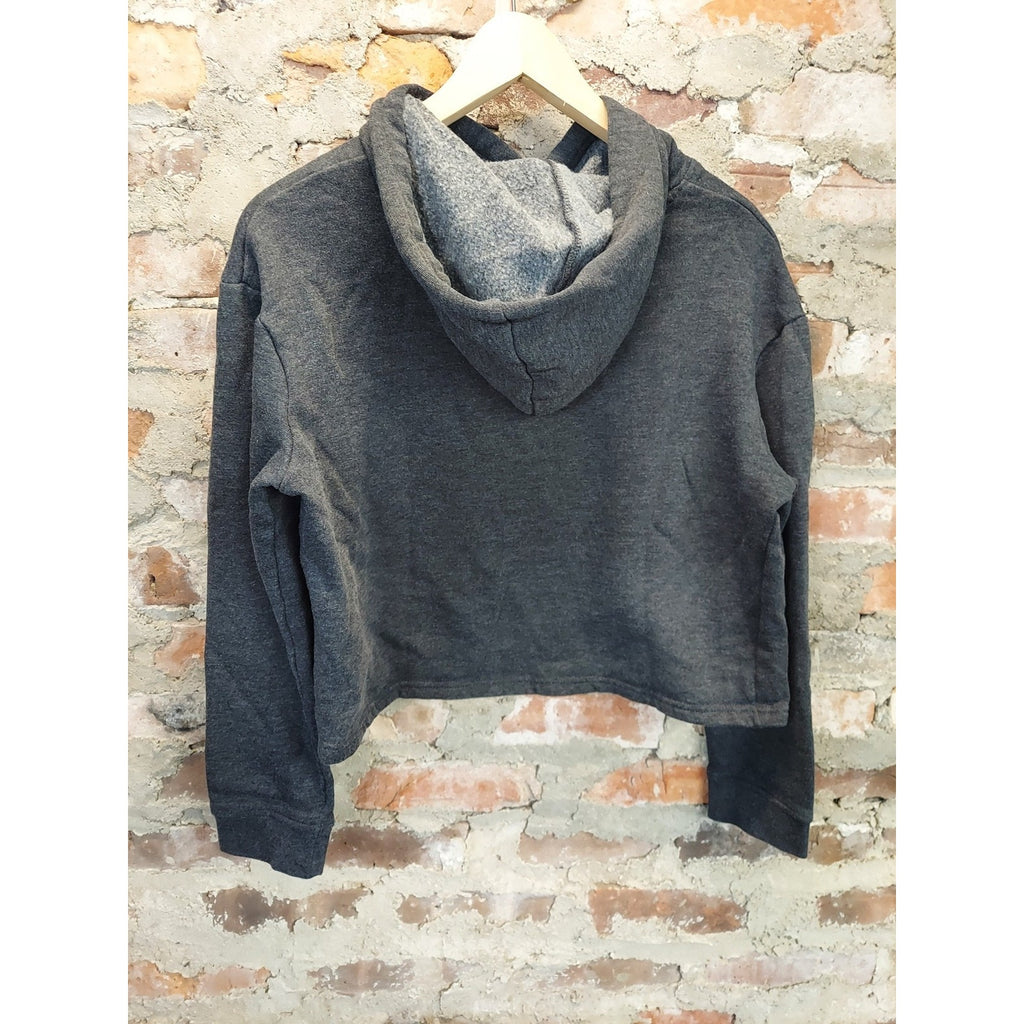 Ardene Womens Cropped Hoodie Medium M Dark Gray Leopard Graphic Print Rose