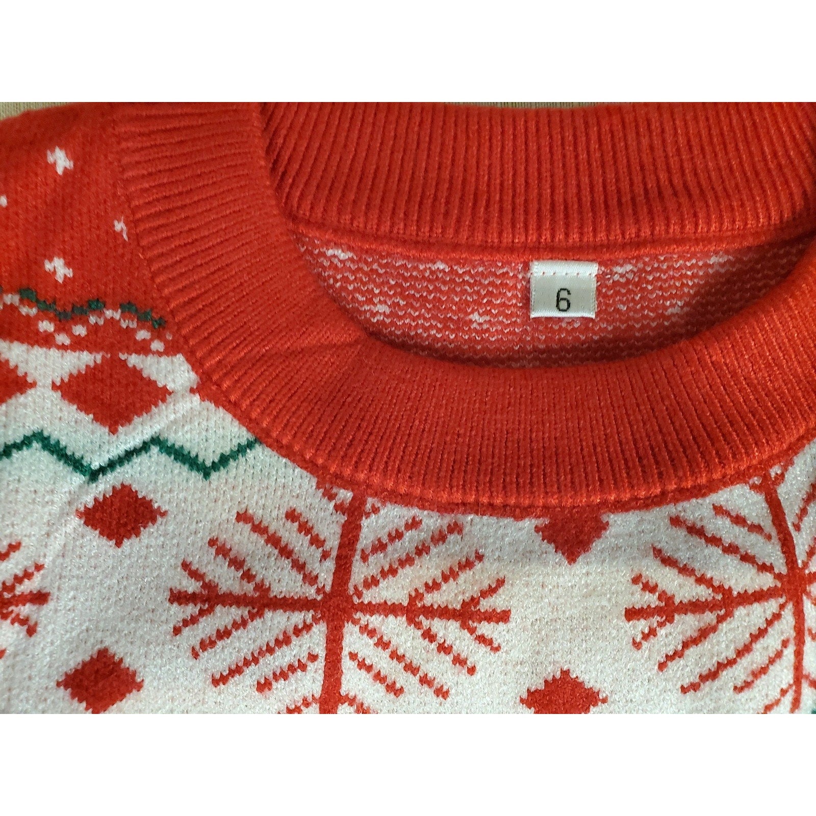 Kids Christmas Ugly Sweater Size 6 Red Reindeer Snowflake Holiday Pullover