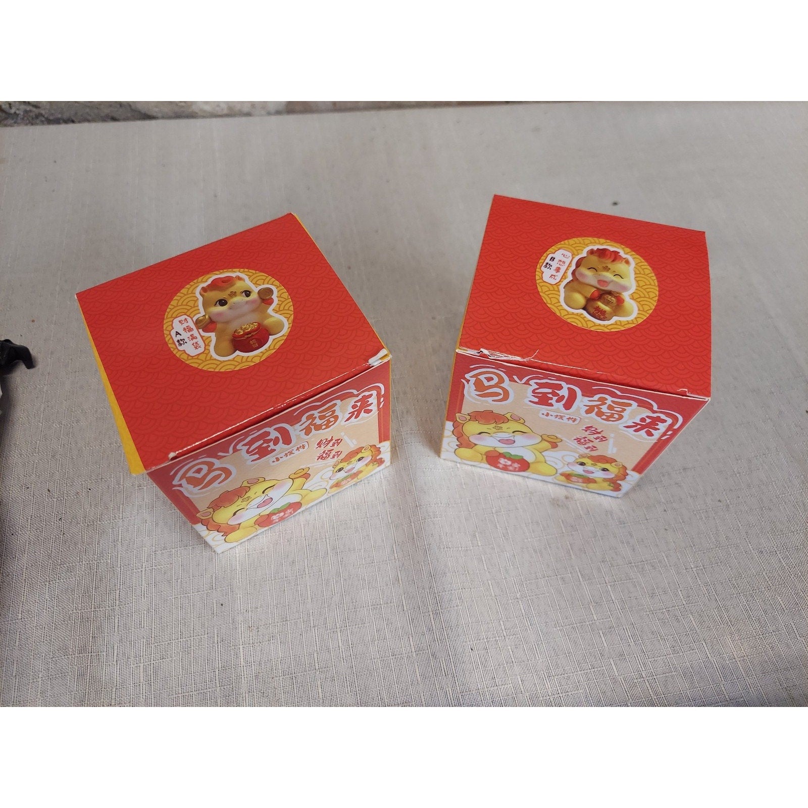 Chinese Fortune Lion Figures Set Prosperity Wealth Feng Shui Decor Mini Statues