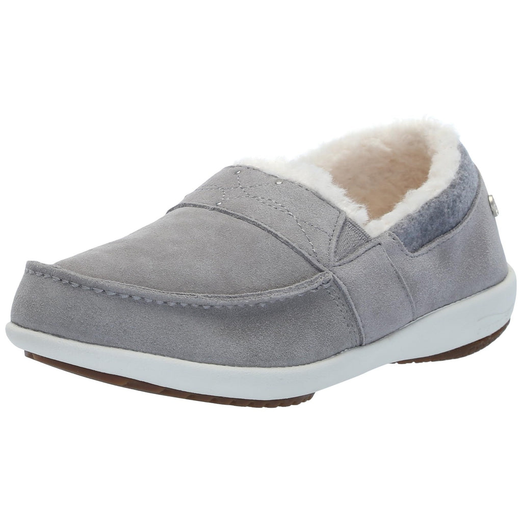 Spenco Mens Slip On Loafers 11D Gray Faux Shearling Lined Moc Toe Comfort