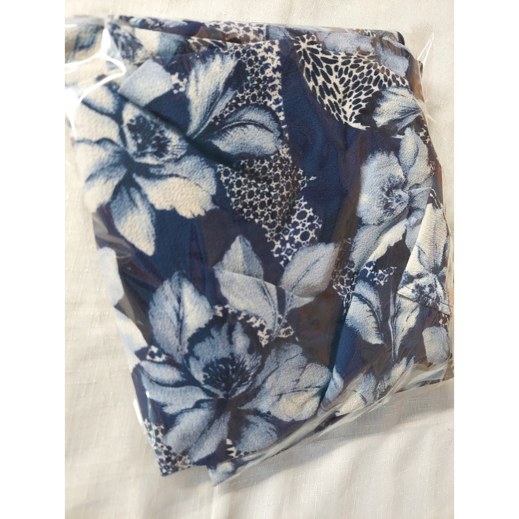 Womens 3X Blouse V Neck Short Sleeve Gathered Waist Floral Animal Print Blue