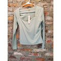 Curvy Womens Long Sleeve Top L Sage Green Square Neck Nylon Elastane Stretchy