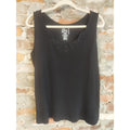 SO perfect fit Womens Tank Top 18/20W Black Ribbed Lace Trim V Neck Sleeveless