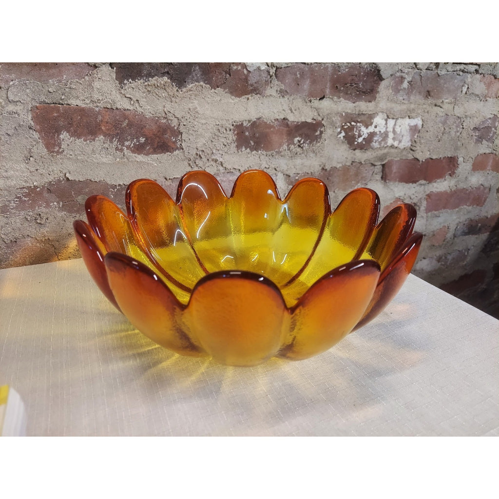 Vintage Indiana Glass Large Amberina Bowl 12 Petal Lotus Flower