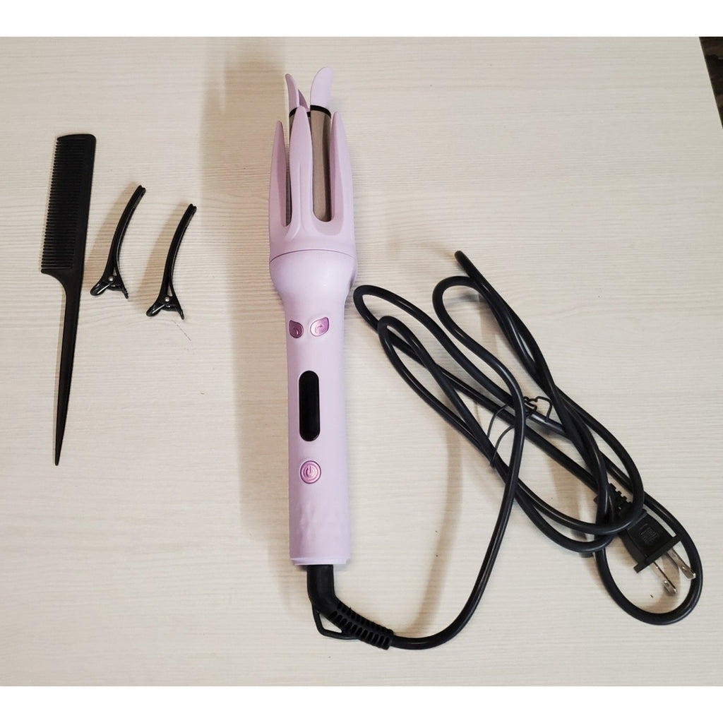 Automatic Hair Curler Rotating Spin Electric Corded Adjustable Temp Purple