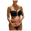 Womens L Maternity Bikini Swimsuit Two Piece Strapless Bandeau High Waist Black