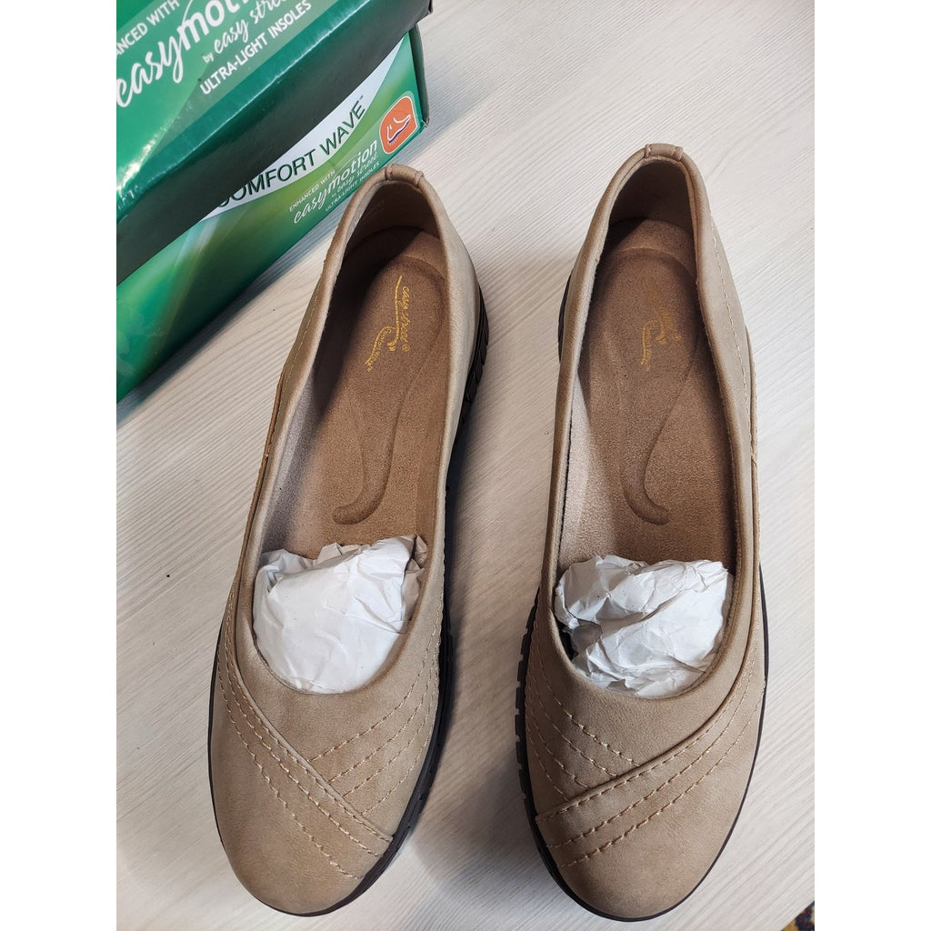 easy street Womens COSMA Flats Slip On Shoes 9.5 M Natural Comfort Wave