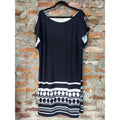 dressbarn Womens Dress Size 20 Black White Polka Dot Striped Boat Neck
