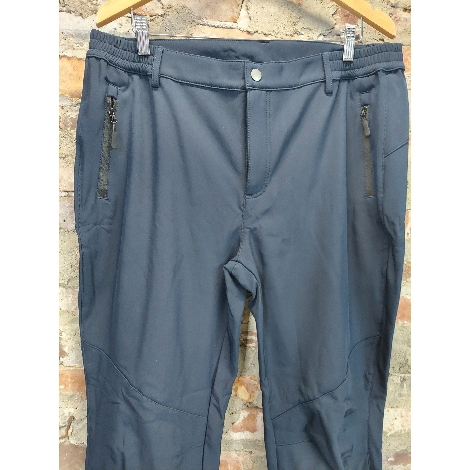 Mens Hiking Pants XL Navy Blue Fleece Lined Zipper Pockets Ankle Zips Snow