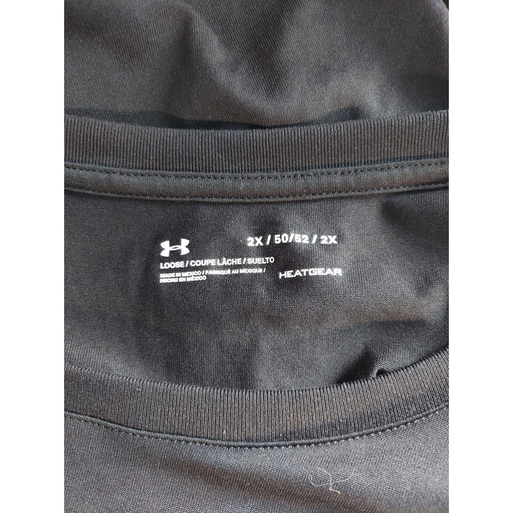 Under Armour Mens T Shirt 2X Black Loose Fit HeatGear Athletic Performance