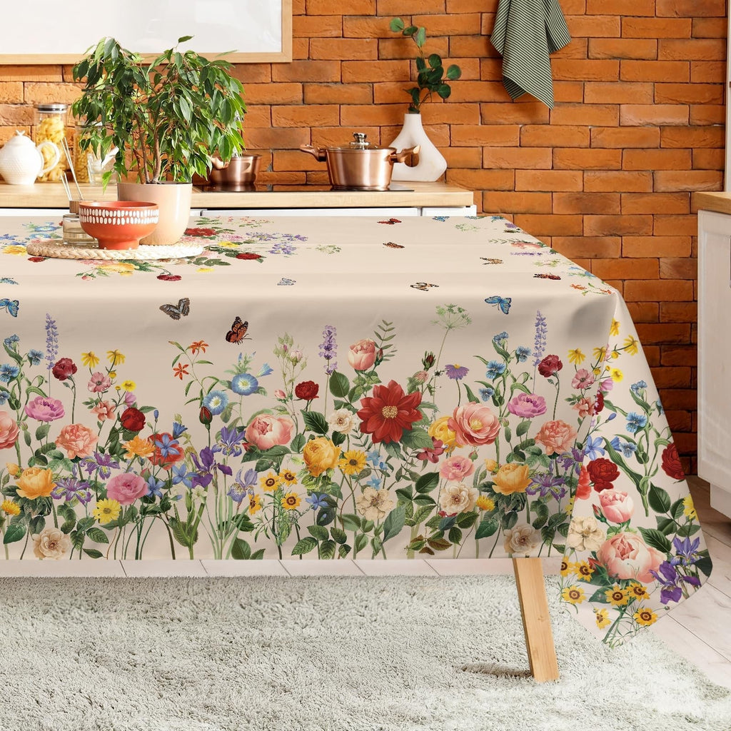 Floral Butterfly Spring Summer ROUND 70" Tablecloth Dining Decor NEW