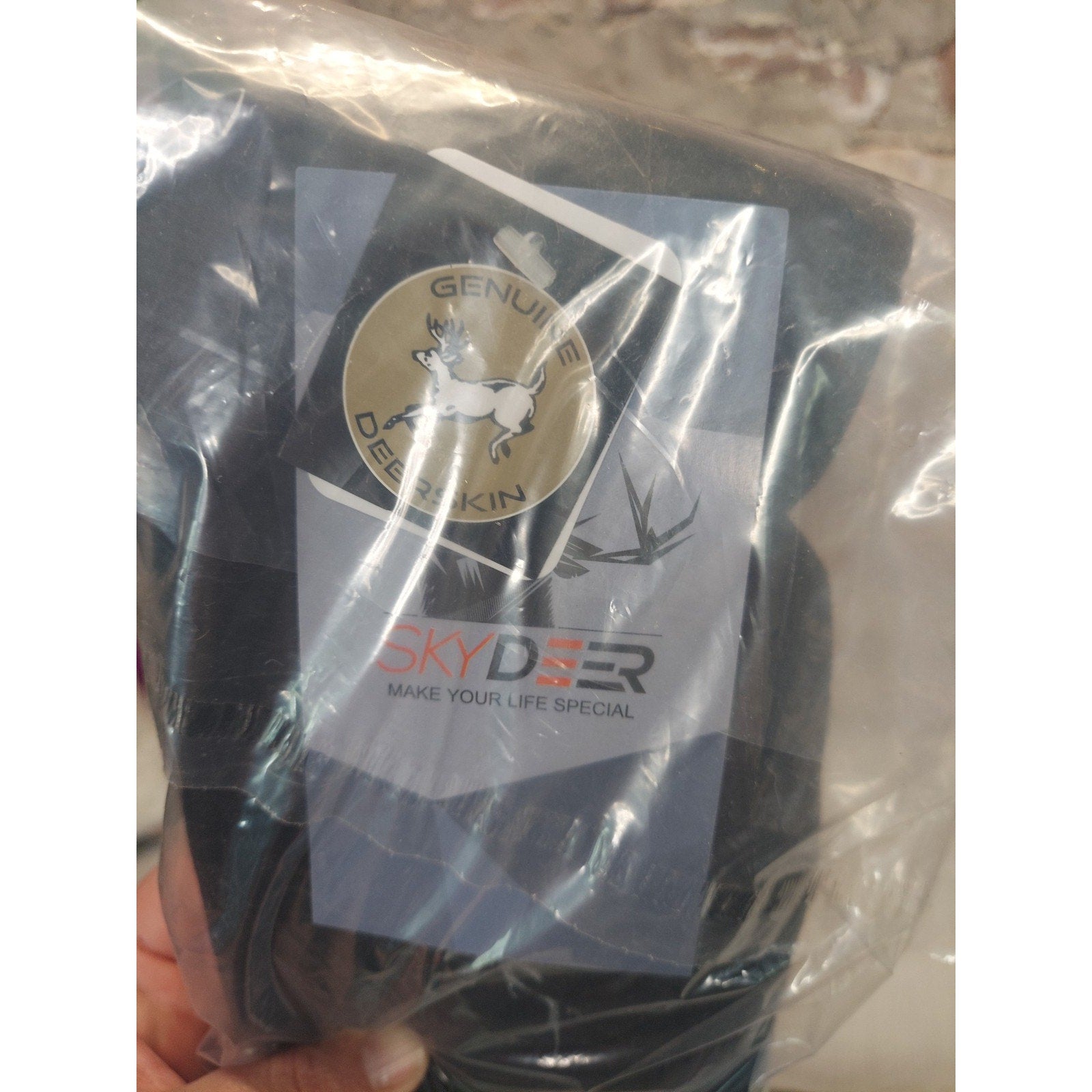 SKYDEER Mens Womens Mittens Black Genuine Deerskin Fleece Warm Winter Outdoor