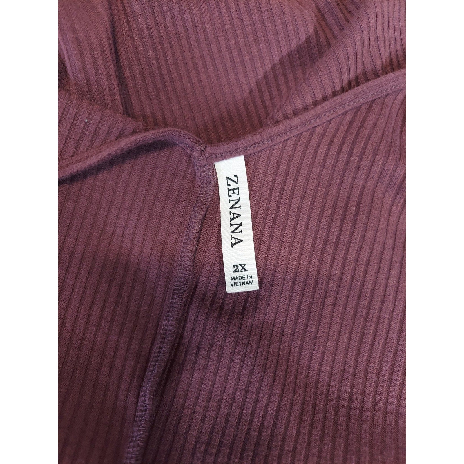 ZENANA Womens Ribbed Tank Top 2X Plum V Neck Button Front Spaghetti Strap