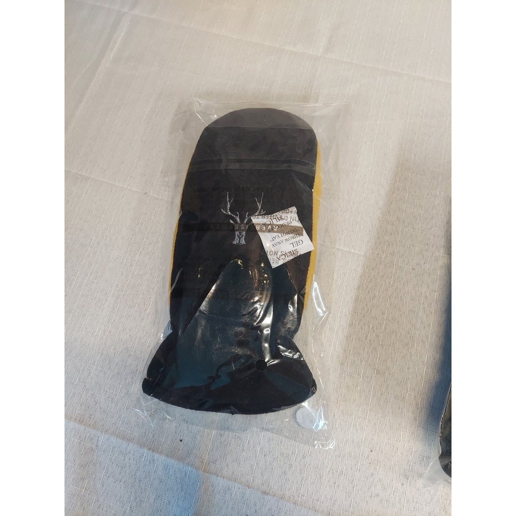Deerskin Unisex Mittens Size M Yellow Black Genuine Warm Winter Outdoor Fleece