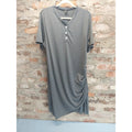 SHEIN Curve Womens T-Shirt Dress 2XL Gray Henley Ruched Asymmetrical Hem