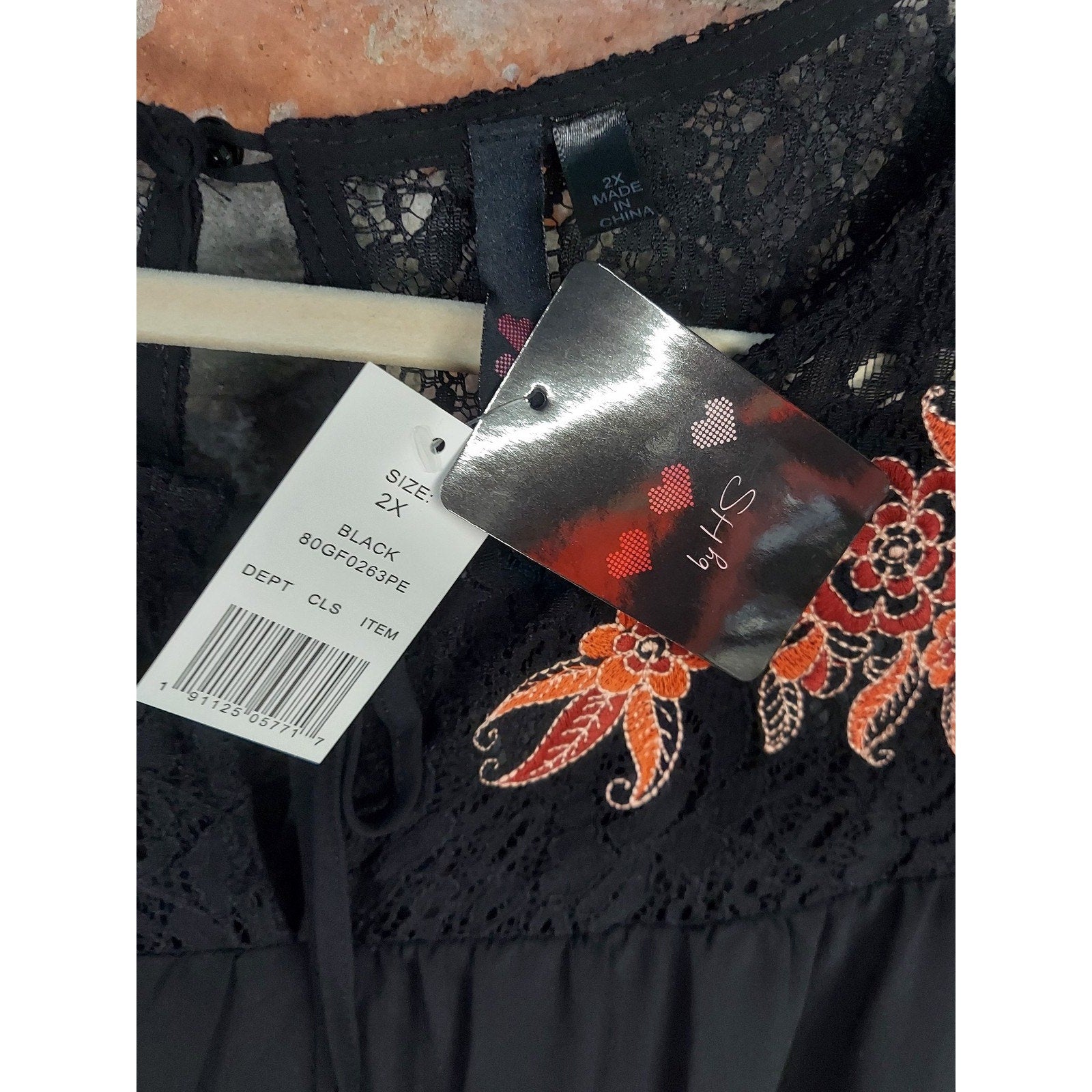 Sh by Shy Dress Womens 2X Black Cold Shoulder Lace Yoke Embroidered Flowy NWT
