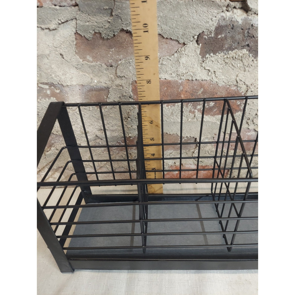 Black Metal Wire Utensil Flatware Organizer Kitchen Caddy 3 Compartment