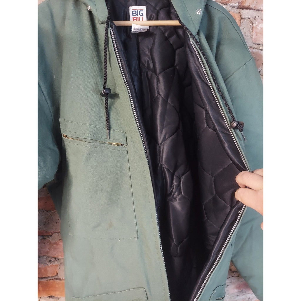 BIG BILL Mens Insulated Coverall L Regular Dark Green Hooded Full Zip Workwear