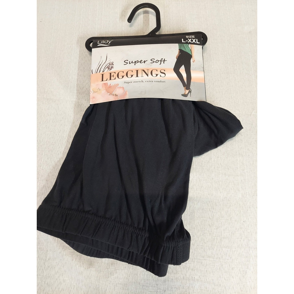 Lilidy Womens Leggings L-XXL Black Super Soft Stretch Comfort Polyester Spandex