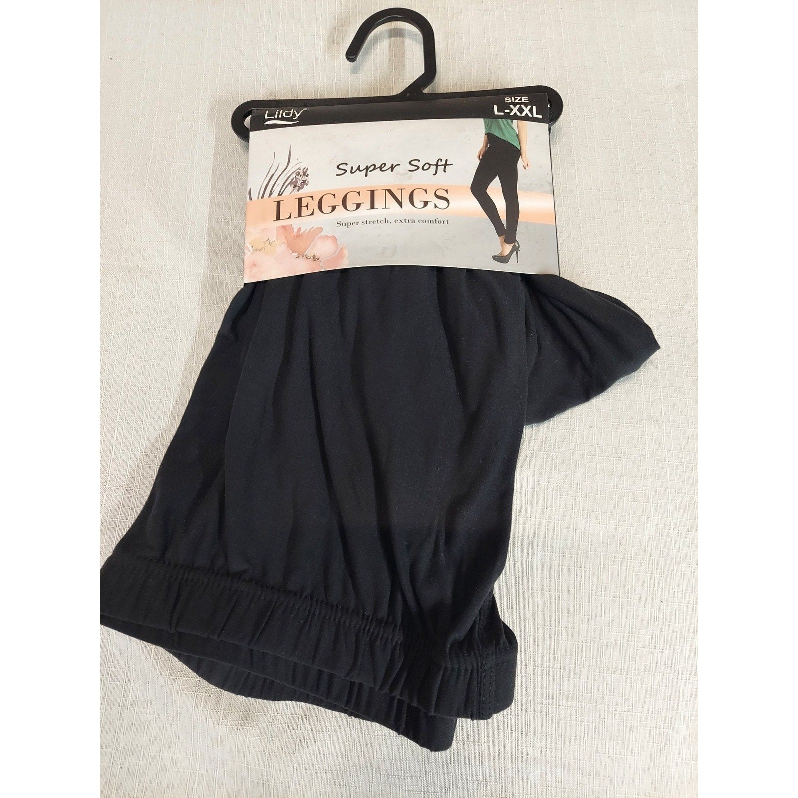 Lilidy Womens Leggings L-XXL Black Super Soft Stretch Comfort Polyester Spandex