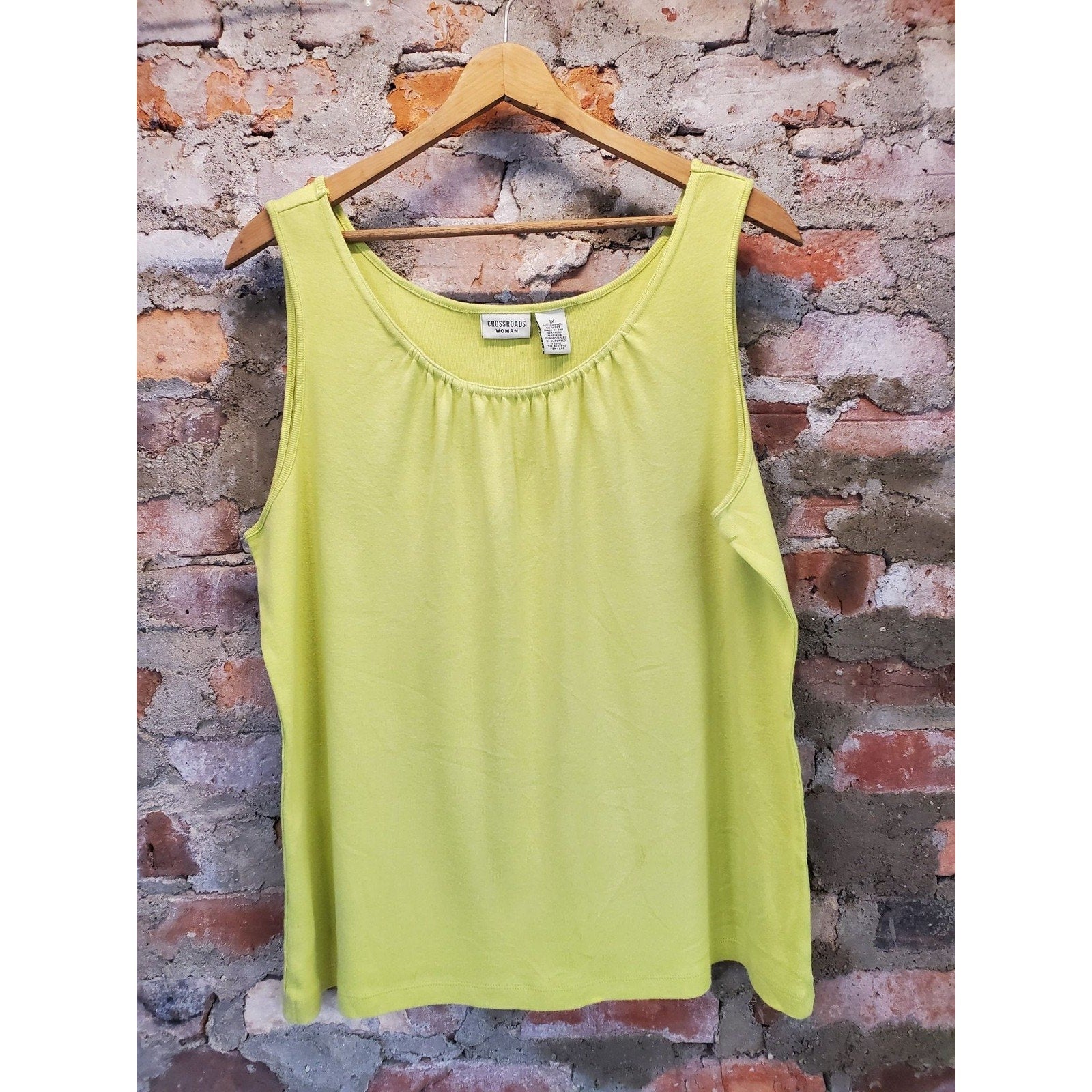 Crossroads Woman Womens Tank Top 1X yellow 100% Cotton Sleeveless Blouse