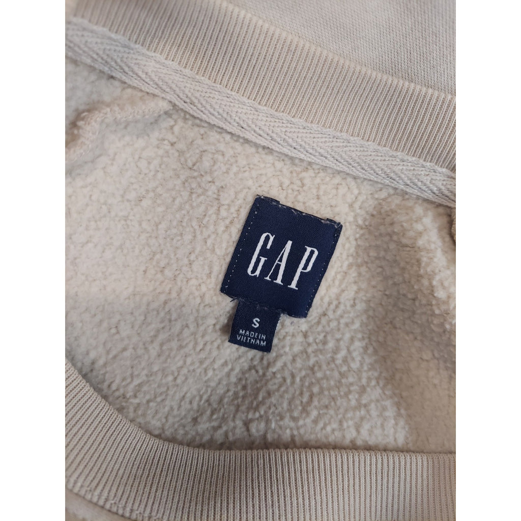 GAP Unisex Sweatshirt S Tan Raglan Crewneck Pullover Long Sleeve Fleece